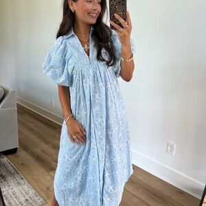 Elegant Blue Floral Dress